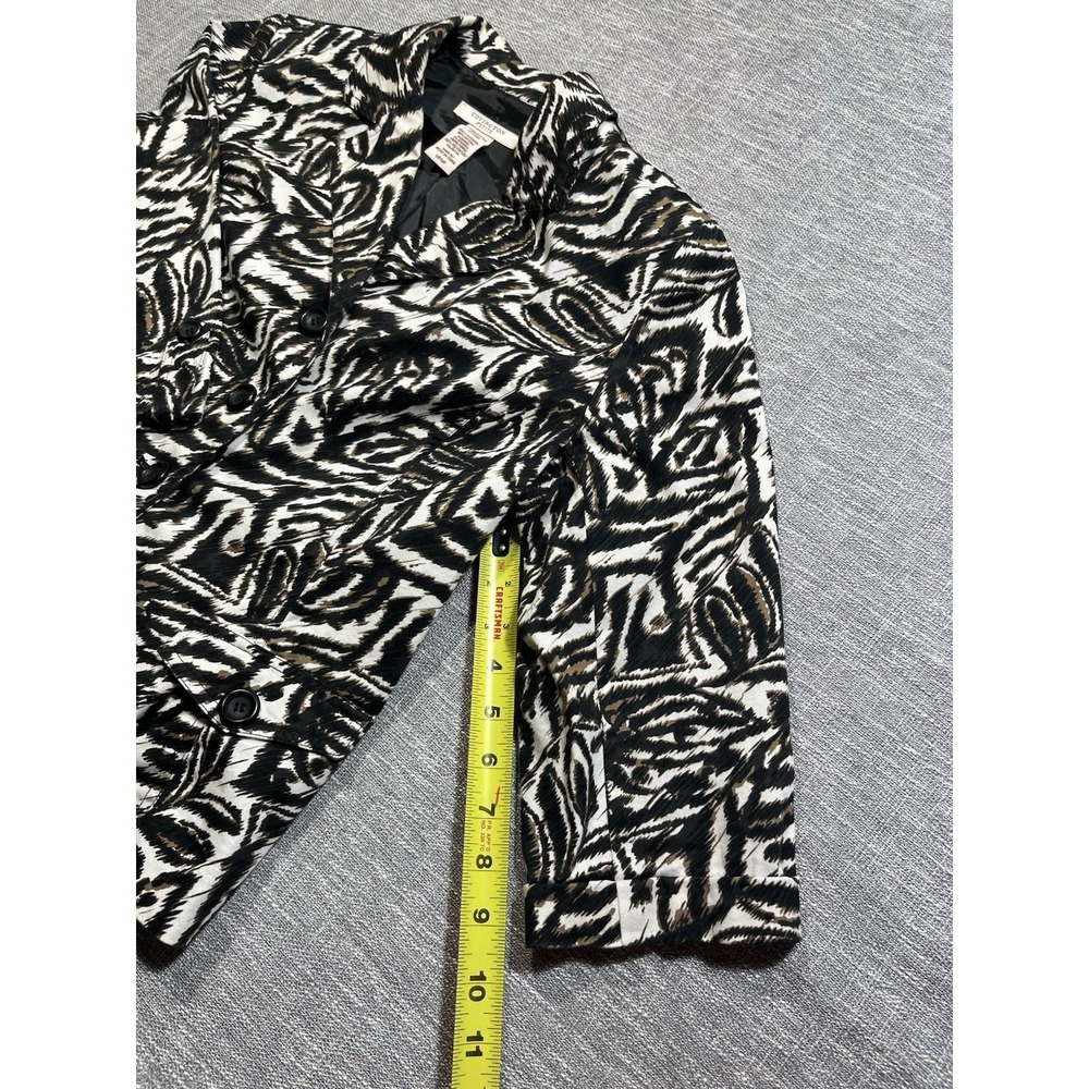 Covington Women's Petite 8 Zebra Animal Print Button Front Lined Jacket Pockets - Picture 4 of 9